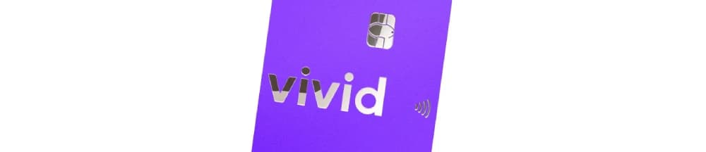 Homepage 51 Carta di debito Vivid Money viola con scritta argento Vivid su sfondo bianco
